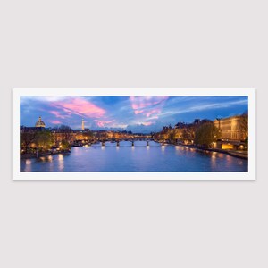 Paris Panoramic Fine Art Print, Pont des Arts Wall Art, Cityscape Giclée Print, Paris Sunset Photo, Paris Original Gift