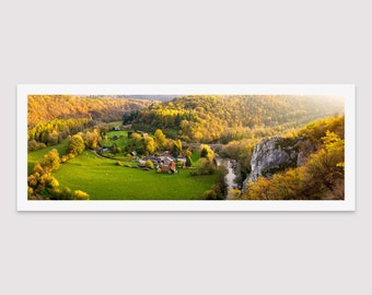 Panoramic photograph of the Aiguilles de Chaleux in the Belgian Ardennes - Autumn Sunset