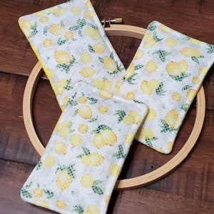 Lemon Print Reusable Sponge, 3 Pack, Lemons Reusable Sponges, Lemon Reusable Sponges, Eco-friendly Reusable, Dish Scrubbies, Lemons
