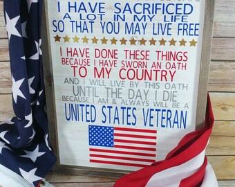Veteran Creed Wall Wood Sign, US Veteran, United States Veteran, Wood Wall Decor, Wood Sign, Patriotic Decoration, Red White and Blue, Vets
