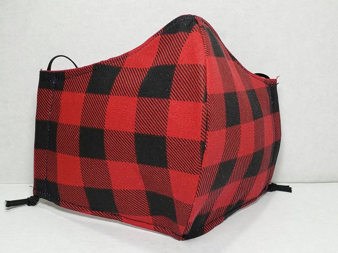 Red Buff Mask Buffalo Plaid Face Mask, Red and Black Buffalo Plaid Face Mask, Red and ...