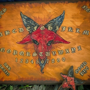 Baphomet Sabbat Goat Spirit Board // Handpainted Hardwood Ouija Board Lucifer Satanic Talking Board