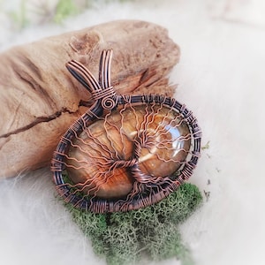 Labradorite Wire Wrapped Tree of Life Pendant // Copper Wrapped Pendant Jewelry Celtic Witchy Boho Inspired