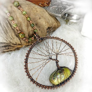 Serpentine Tree of Life Pendant // Oxidized Copper Wire Wrapped Jewelry Earthy magical