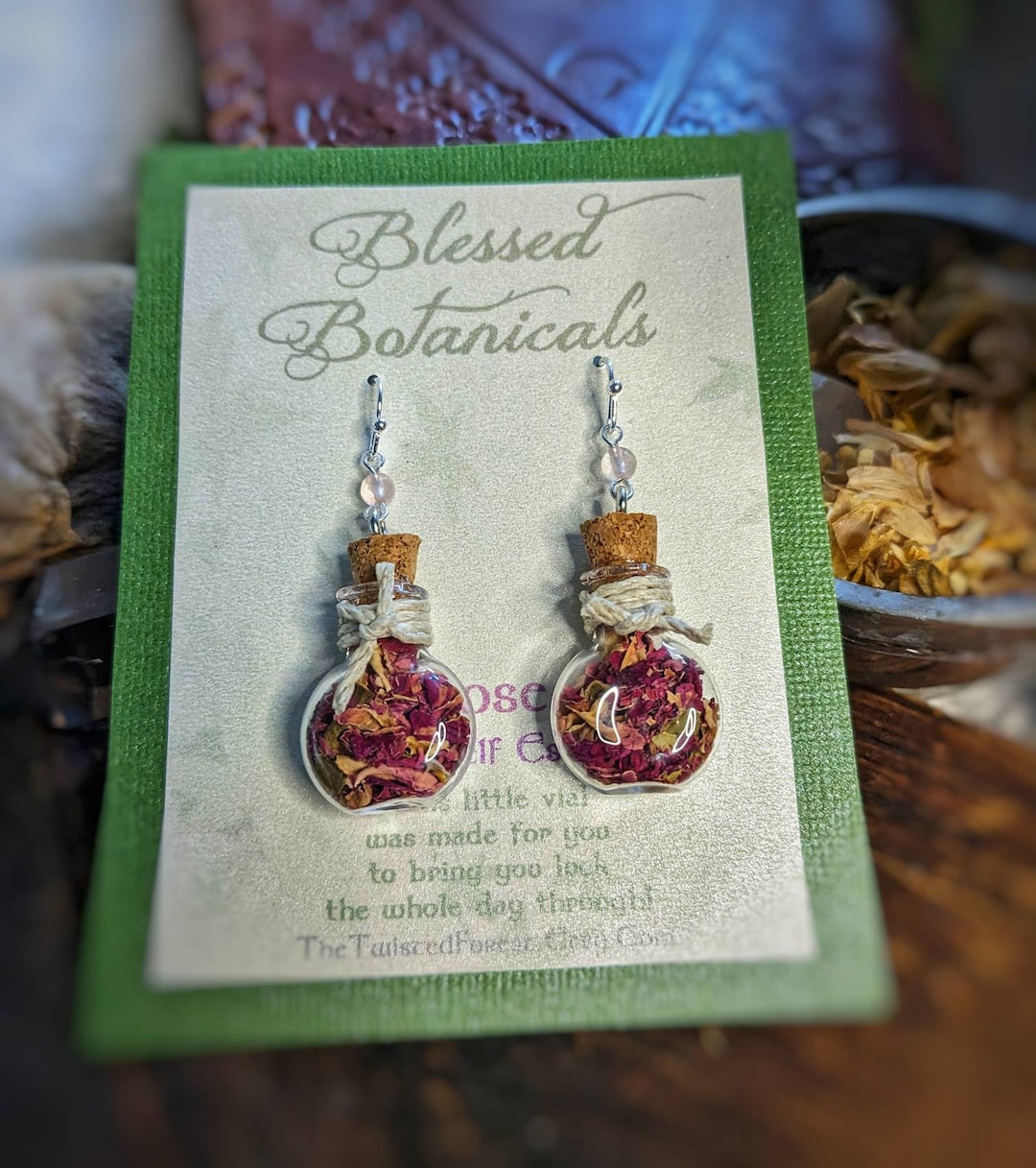 Blessed Botanicals Herbal Charm Bottle Earrings // Magical Witchy