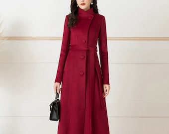 slim fit dress slacks Fit and Flare Coat with A-Line Skirt in Beige