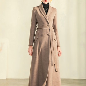Winter Long Wool Dress Coat,Women Cashmere Jacket,Long Cozy Coat,Plus Size Winter Coat,Belt Coat,Princess Coat,Handmade Coat
