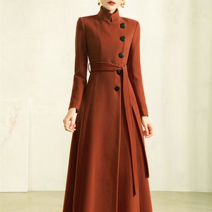 Women Long Wool Coat,Winter Cashmere Jacket,Wool Belt Coat,Buttons Coat,Winter Warm Coat,Handmade Coat