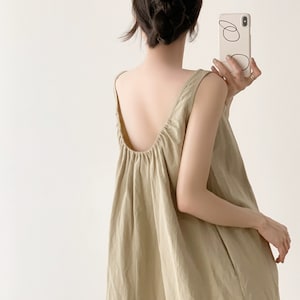 Sleeveless Linen Dress,Simple Linen Dress,Long Tunic Dress,Smock linen dress,Summer Dress,Women Long Linen Dress,handmade dress