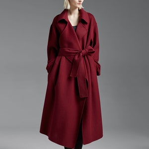 Winter Long Wool Coat,Women Cashmere Jacket,Wool Belt Coat,Plus Size Winter Coat,Winter Warm Coat,Handmade Coat