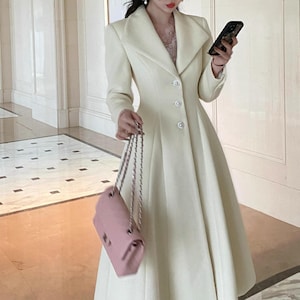 Big Collar Princess Coat,Women Long Warm Jacket,Winter Wool Swing Coat,Wool Dress Coat,Wedding Wool Coat,Handmade Coat