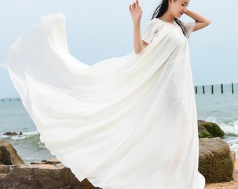 white flowing dress