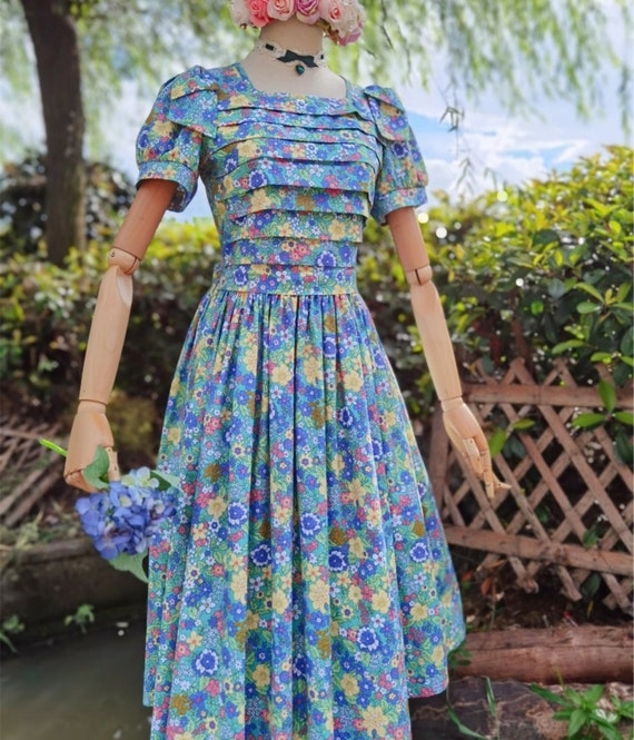 Sweet Puff Sleeve Cotton Dress,Floral Summer dress,Vintage Ruffle Dress,Princess Cotton Dress Sweet Puff Sleeve Cotton Dress,Floral Summer dress,Vintage Ruffle Dress,Princess Cotton Dress