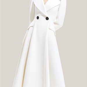 White Wool Coat,Women Long Wool Jacket,Cozy Coat,Princess Coat,Designer Coat,Plus Size Winter Coat,Dress Coat,Princess Coat,Handmade Coat