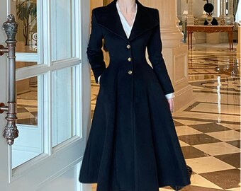 Big Collar Princess Coat,women Long Warm Jacket,winter Wool Swing