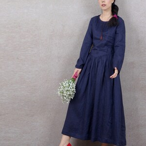 Long sleeve tunic dress,linen shirt dress,fitted dress,office dress,casual dress,day dress,plus size dress handmade dress
