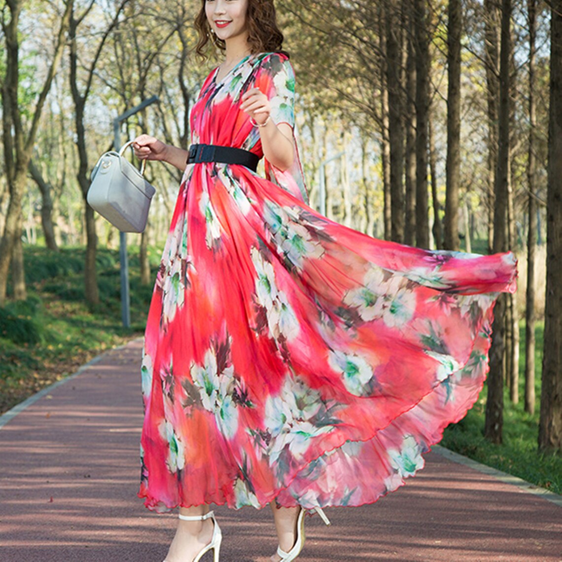 Summer Bohemian Chiffon Long Floral Dress