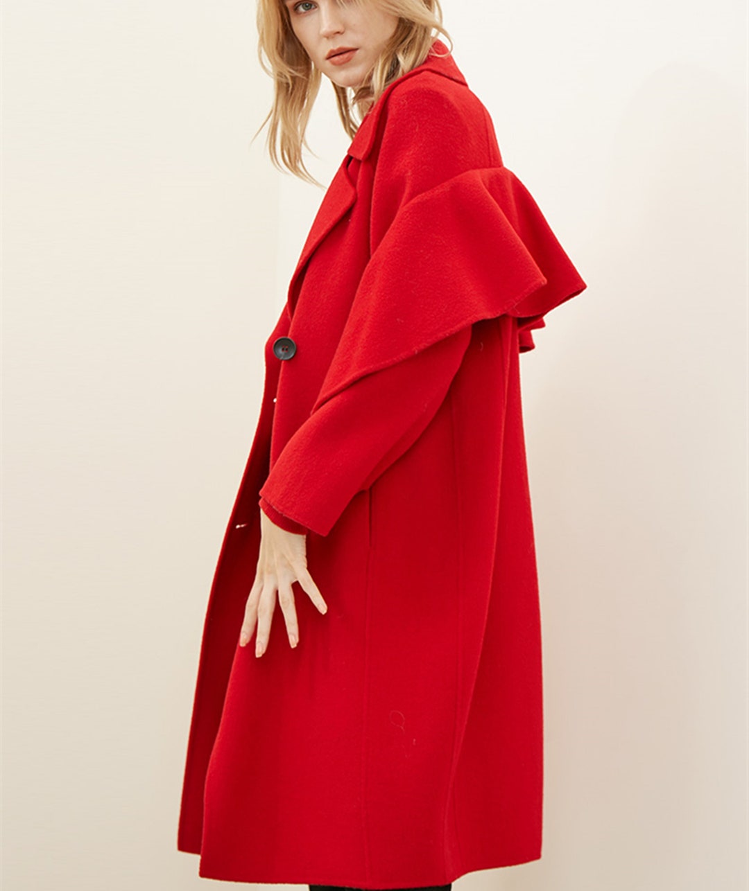 Red Coat,wool Maxi Coat,designer Coat,long Wool Jacket,wool Trench Coat,plus Size Winter Coat