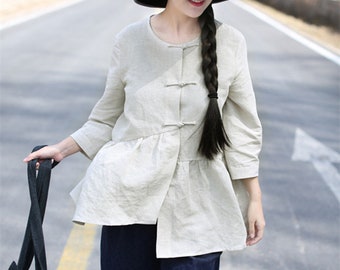 Lös linnetopp linnetunika skjorta asymmetrisk kaftan vår höst topp lös blus maxi topp plus size kläder handgjord topp anpassad