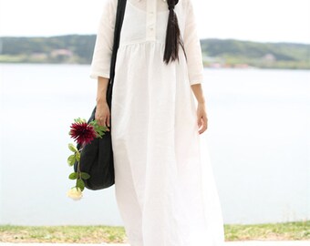 Loose tunic dress long linen shirt linen dress loose cotton dress linen maxi dress plus size clothing custom maternity