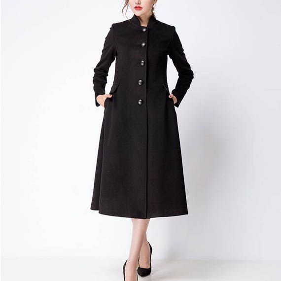 Black Wool Jacket Warm Cozy Coat Women Wool Coat Plus Size Winter