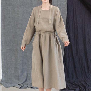 Long sleeve tunic dress,loose linen dress,spring autumn dress,linen shift dress,casual dress,day dress,handmade dress,plus size dress