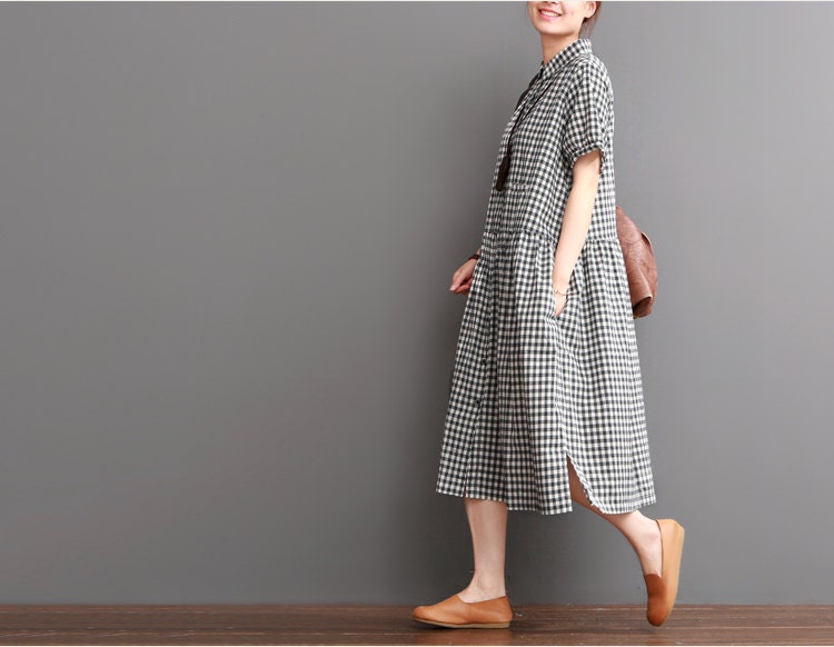 Casual Loose Summer Dress Long Pleated Dress Cotton Blouse Etsy Sweden