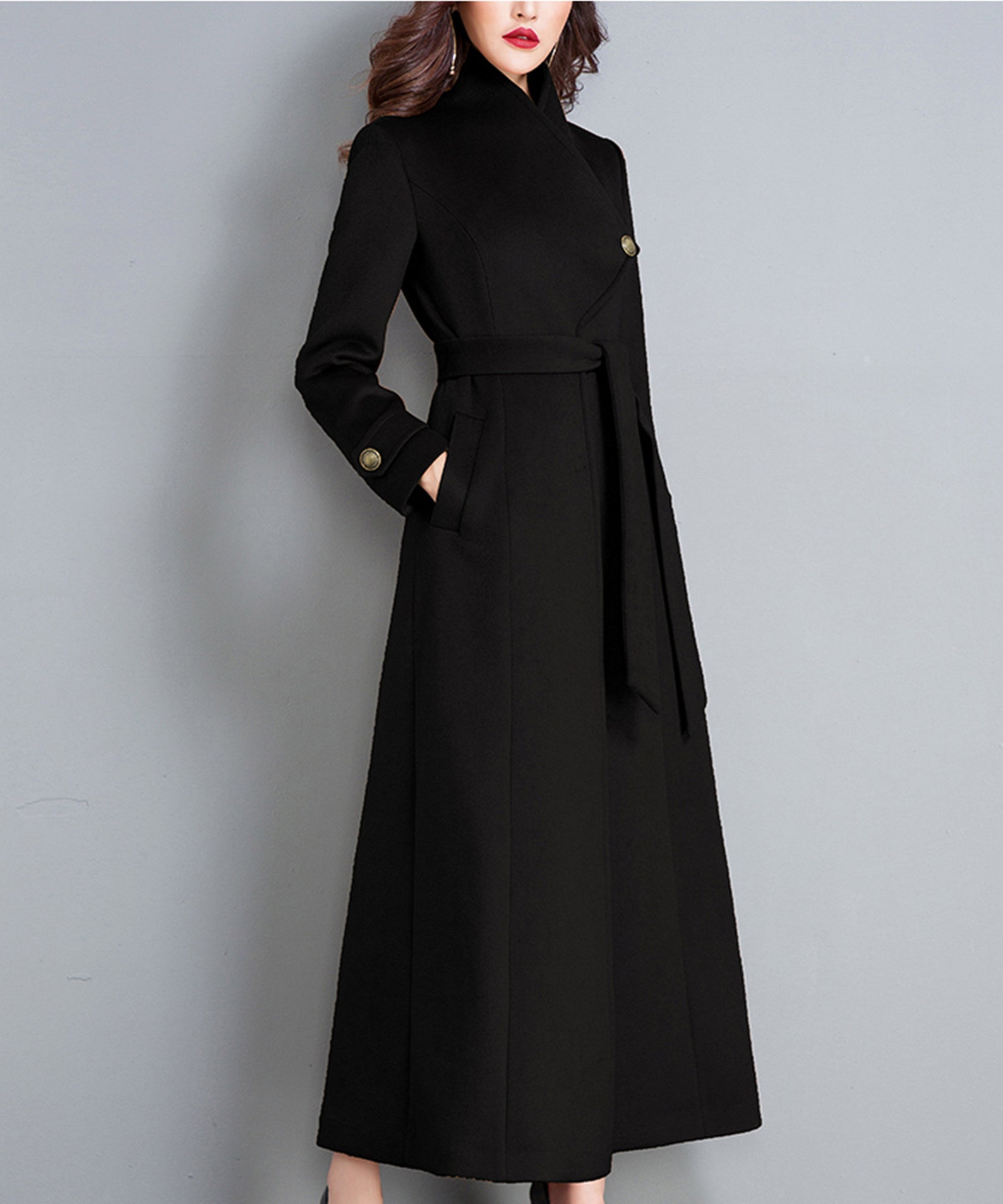 Black Coatwool Coatwomen Long Full Length Wool Jacket Warm - Etsy UK