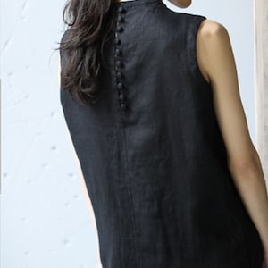 Linen Summer Dress,Linen Minimalist Dress,Sleeveless Linen Tunic Dress,Smock Dress,Linen Buttons Dress,Women Dress