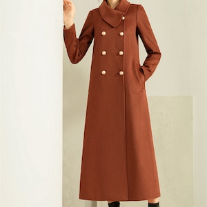 Wool Coat Women, Winter Coat, Long Jacket, High Collar Coat, Coat Dress,  Wool Long Coat, Warm Coat, Plus Size Coat Y0093 