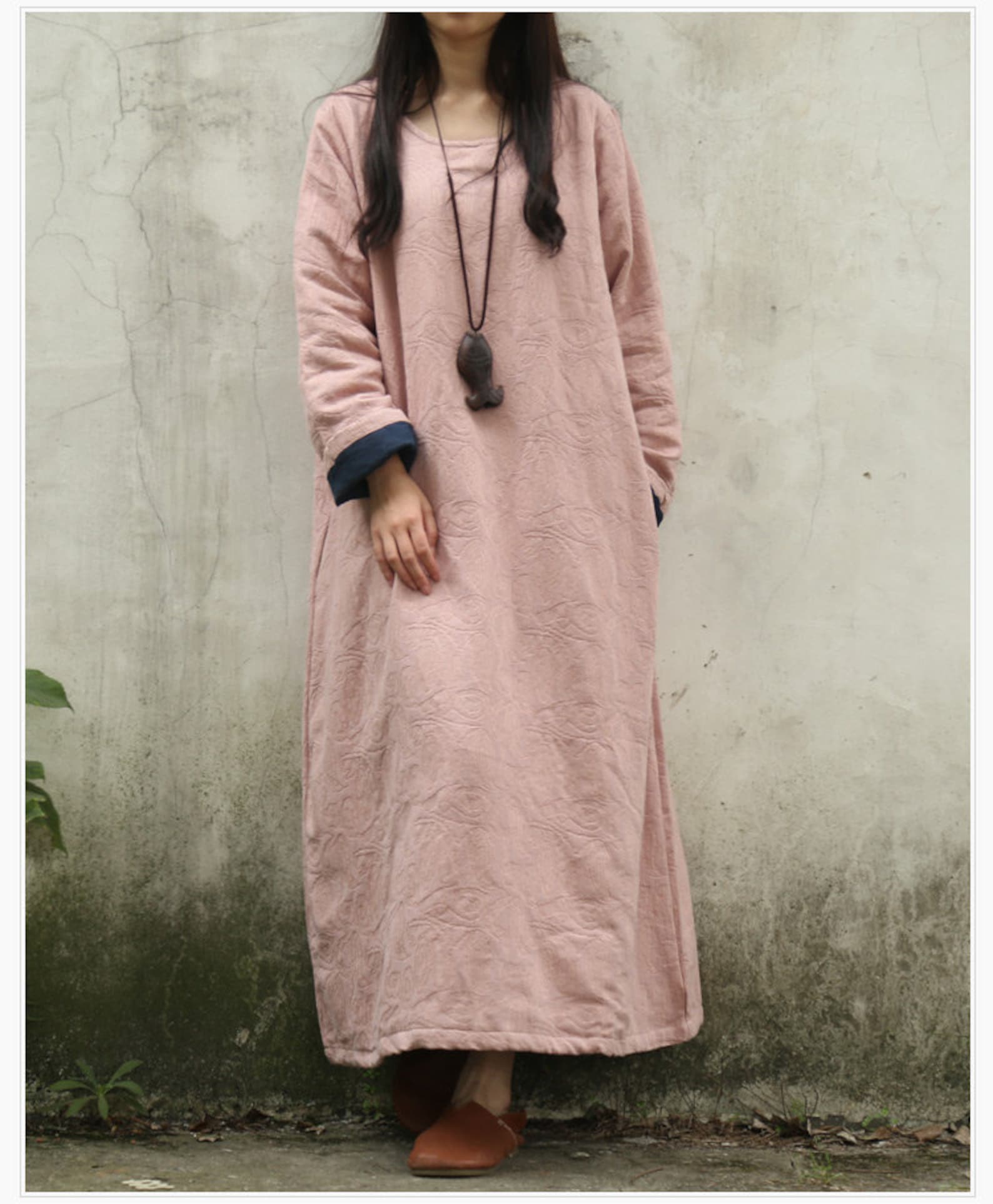 Loose Casual Long Sleeve Autumn Dress Linen Tunic Dress Maxi Etsy
