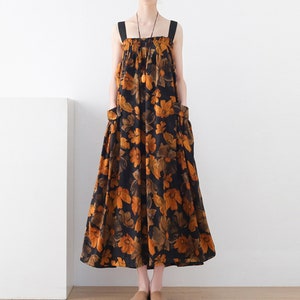 Sleeveless Summer Dress,Apron Dress,Silk Chiffon dress,Floral Dress,Simple Dress,Women Summer Dress