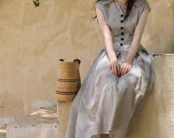 Robe Lunga In Cotone Donna Con Colletto A V E Cintura – Leggera, Svasata E Mademoiselle, Perfetta Per L'Estate