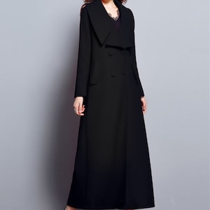 Black coat,wool coat,elegant coat,fitted coat,long full length wool jacket plus size winter coat dress coat plus size clothing