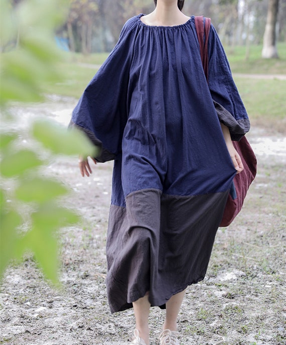 Loose Linen Cotton Dress,Casual Patch-work Dress,Maxi Dress,Loose Tunic Dress,Oversize Dress,Maternity Dress Loose Linen Cotton Dress,Casual Patch-work Dress,Maxi Dress,Loose Tunic Dress,Oversize Dress,Maternity Dress
