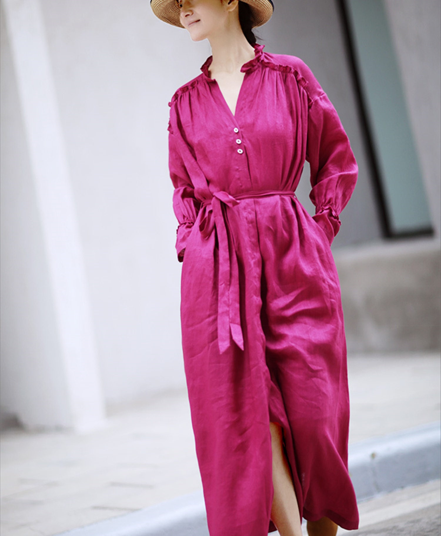 Loose Linen Dressloose Tunic Dresslong Sleeve Linen | Etsy