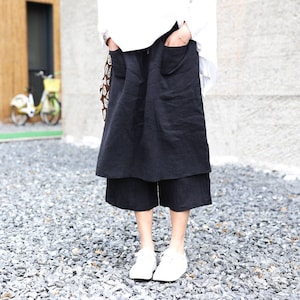 Black culottes loose linen harem pants wide legged trousers high waisted trouser comfortable maxi pant baggy pants plus size linen clothing