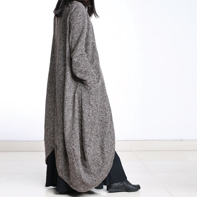 Loose Wool Jacketlong Sleeve Wool Coatlong Cloakwool Dress - Etsy