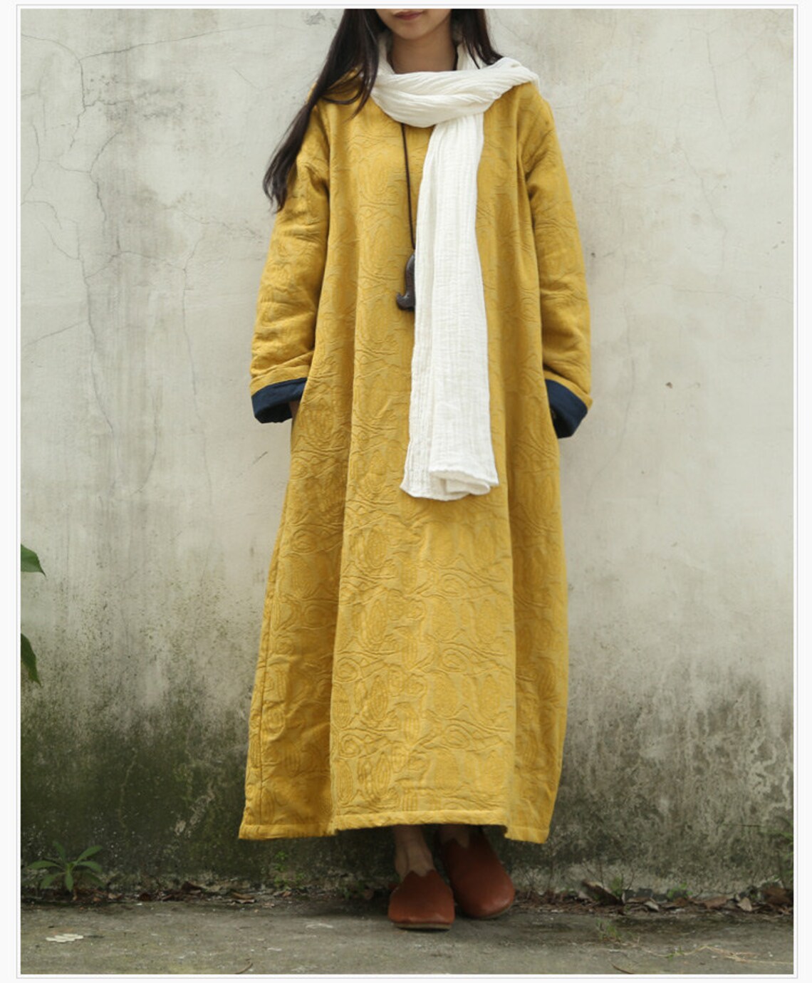 Loose Casual Long Sleeve Autumn Dress Linen Tunic Dress Maxi Etsy