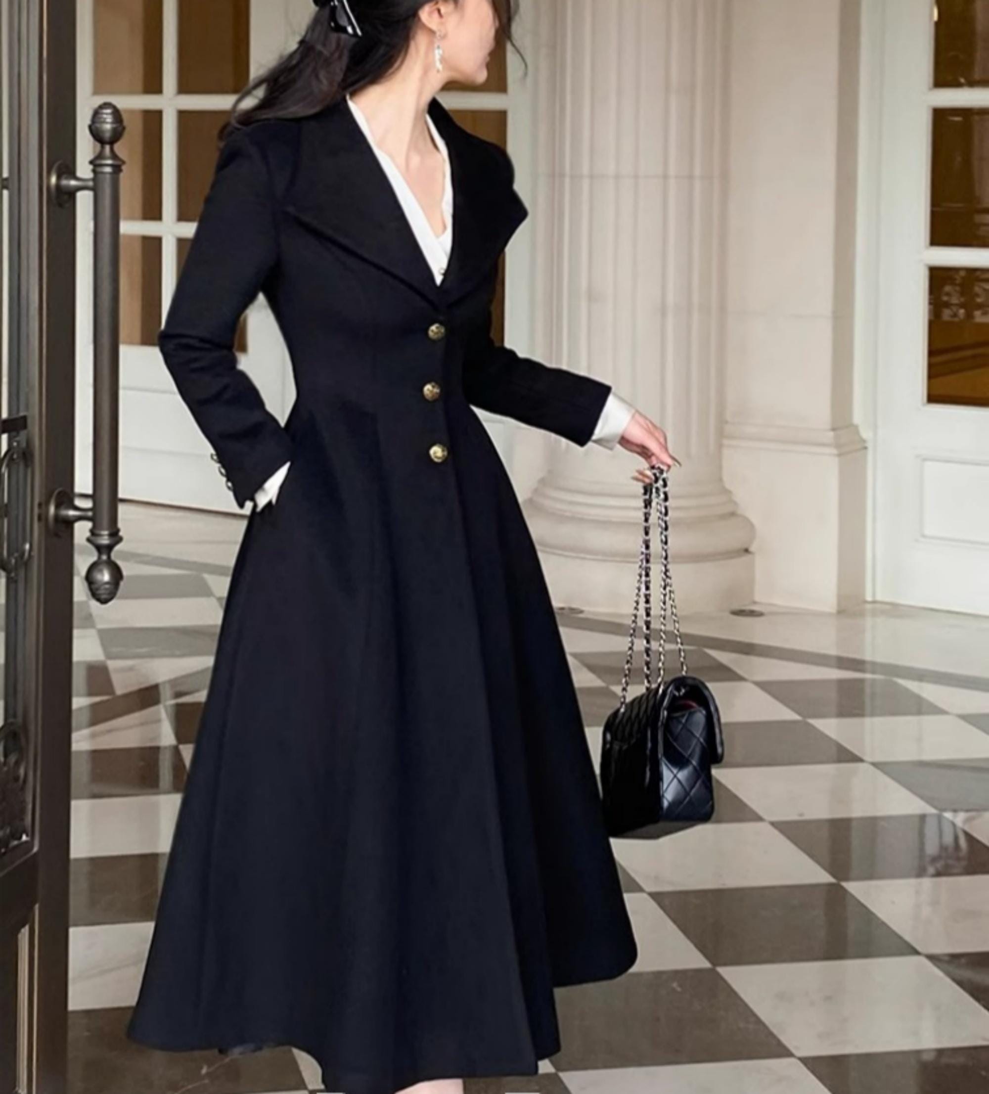 Big Collar Princess Coat,women Long Warm Jacket,winter Wool Swing