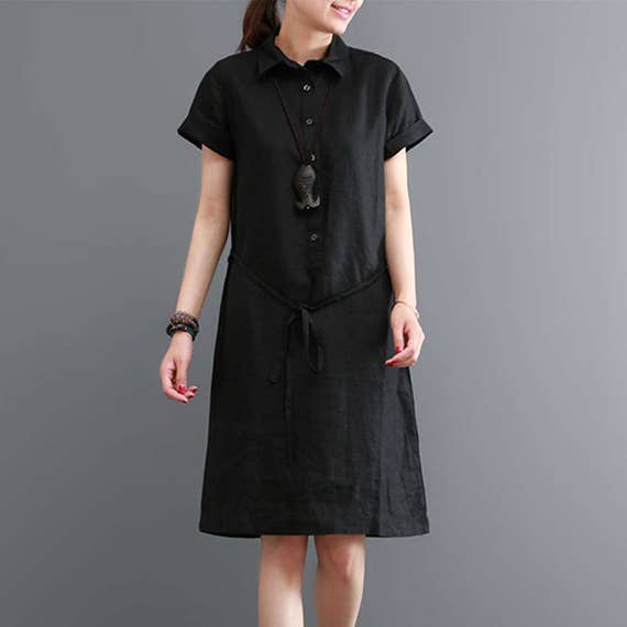 green midi linen dress Riviera Green Linen Scoop Neck Beaded Dress main image 0