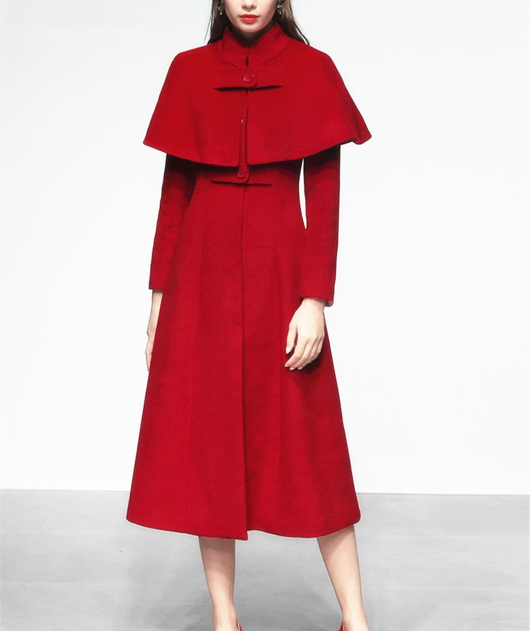 Red Coat Long Length Wool Jacket Warm Cozy Coat Dress Coat Wool Coat Plus Size Winter Coat Gift