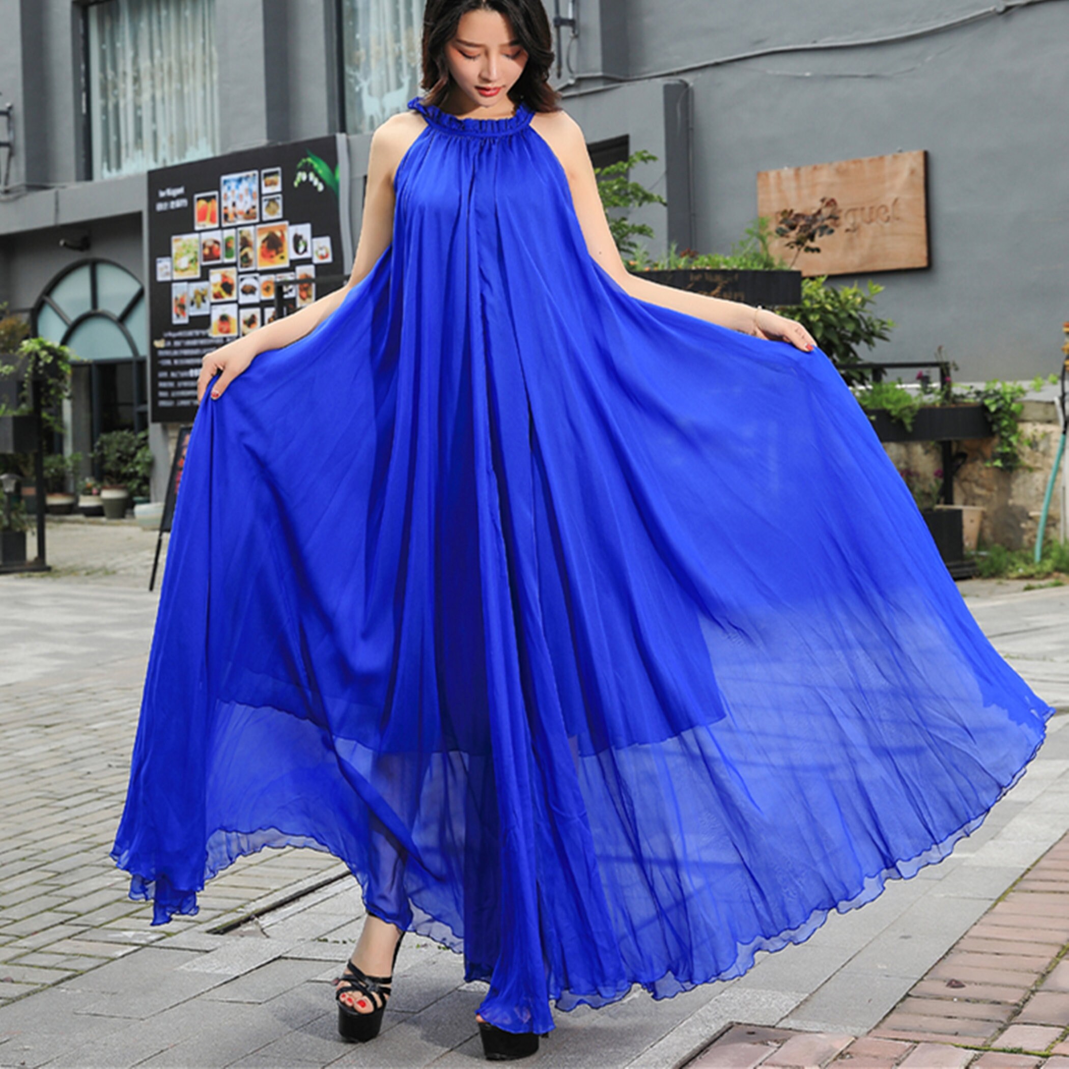 Sleeveless Chiffon Dress,Summer Dress,Maxi Dress,Long Flowy Dress,Party dress,evening Dress,Beach Dress