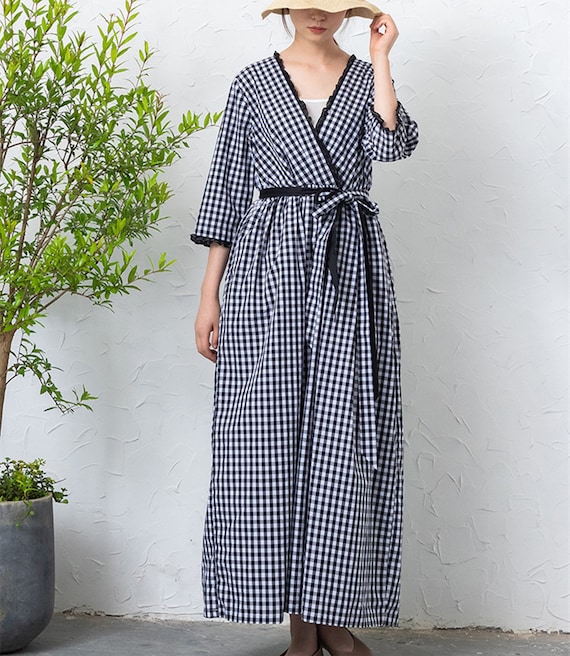 Check Print 3/4 Sleeve Beach Dresses Check Print 3/4 Sleeve Beach Dresses