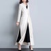 White coat,long full length wool jacket,side split long coat,Big Pockets Coats,fitted coat,plus size winter coat,gift for her,custom 