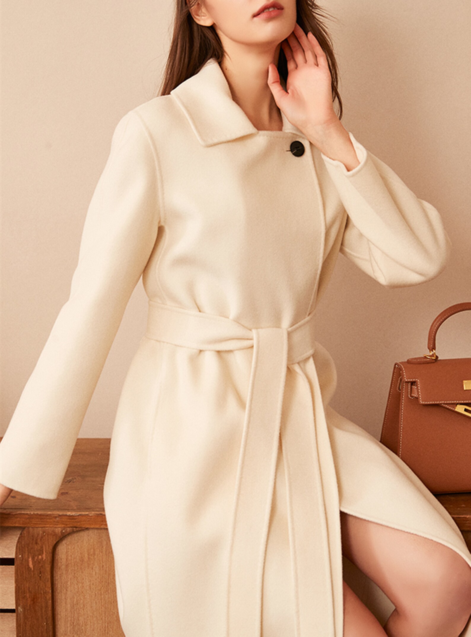 White Wool Coatbelt Coatwomen Long Wool Jacketprincess Etsy