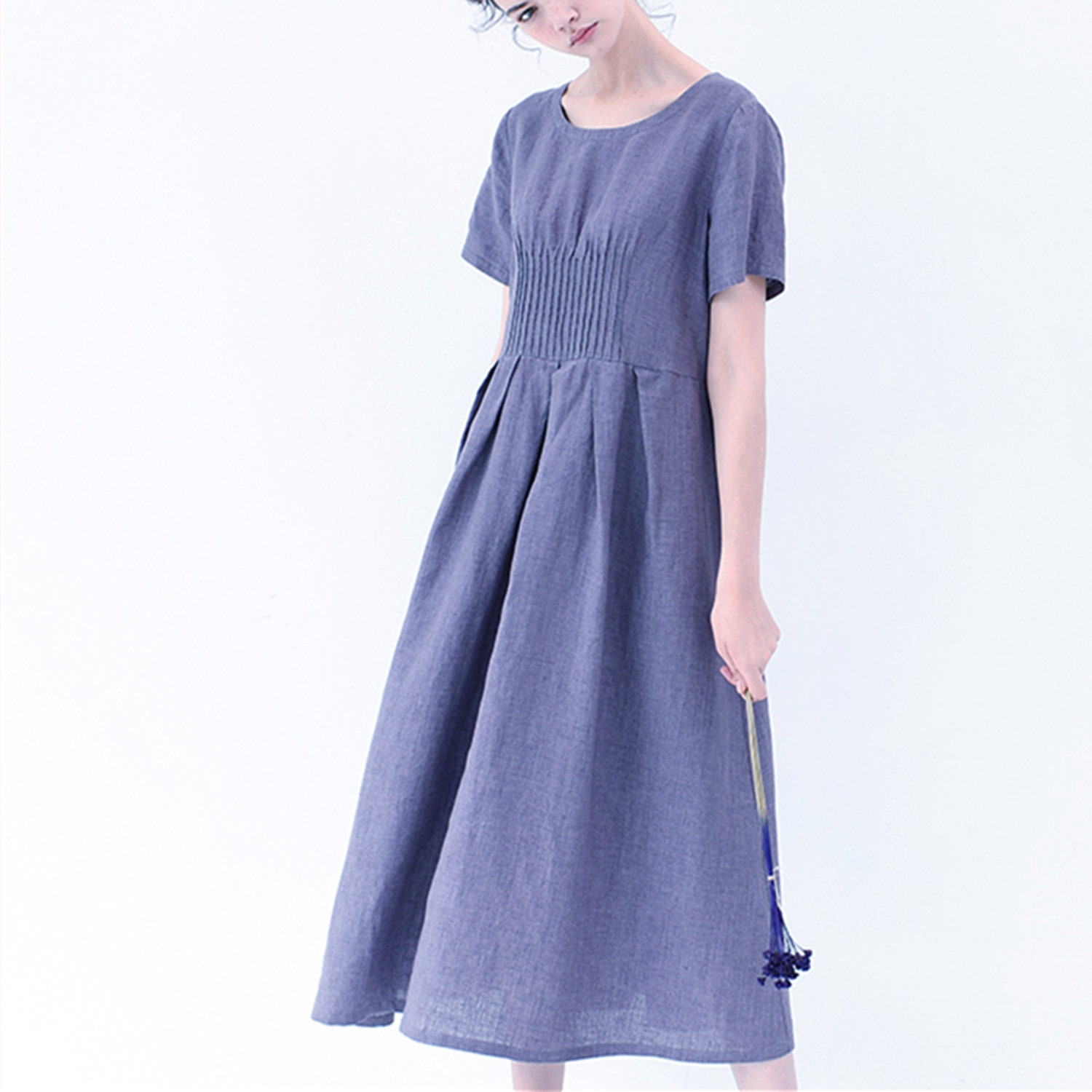 Summer Linen Dressshort Sleeve Tunic Dressloose | Etsy