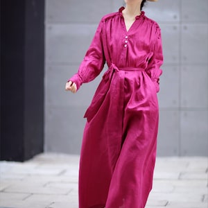 Loose linen dress,loose tunic dress,long sleeve linen dress,spring dress,casual dress,day dress,handmade dress,plus size dress