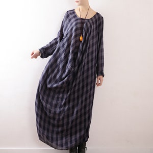 Loose dress,long sleeve linen cotton dress,asymmetrical dress,spring dress,linen maxi dress,tunic dress,long robe,plus size linen clothing