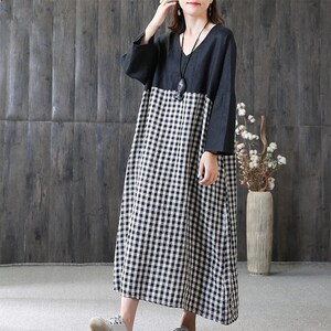 Summer dress,bat-wing sleeve linen tunic dress,linen shift dress,office dress,loose dress,plus size dress,maternity